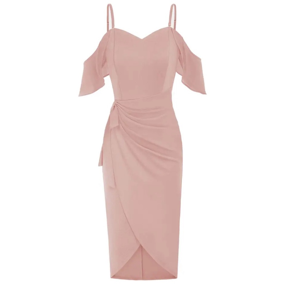 Jasambac Wrap Hem Spaghetti Straps Midi Dress Size S - Picture 2 of 10